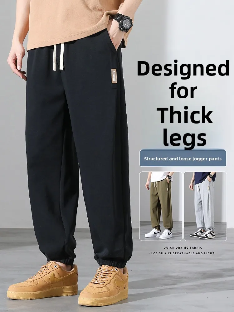 

Мужские спортивные брюки свободного кроя больших размеров, повседневные, для весны и осени, в стиле Harlan, со средней посадкой, с карманами, из полиэстера и хлопка