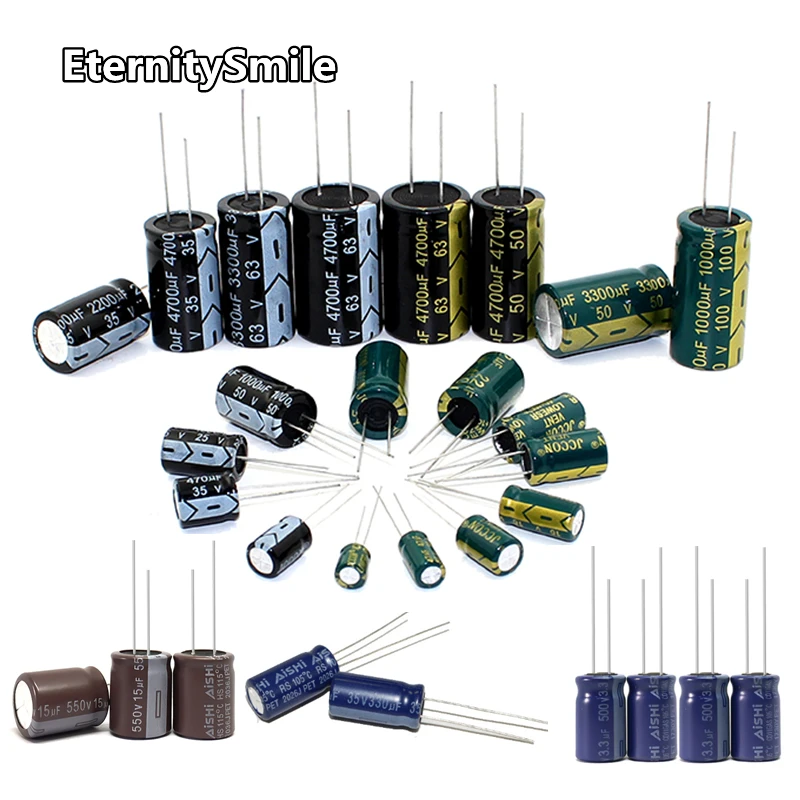 80/100/160/200/250/400/450/500V Aluminum Electrolytic Capacitor 1/2.2/8.2/10/15/22/33/47/68/100/150/220/330/470/680/1000/2200UF