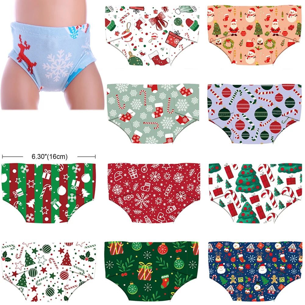 Pop Doll Christmas Styles Print Underpants For 18Inch American Doll&43Cm Reborn Baby Doll Clothing Accessories Girl's Toys Gift