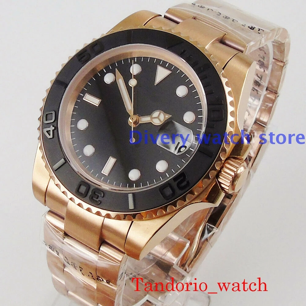 

Auto Date Cyclops Sapphire Crystal Ceramic Bezel 40mm NH35A MIYOTA MINGZHU Movement Rose Gold Plated Automatic Men's Watch