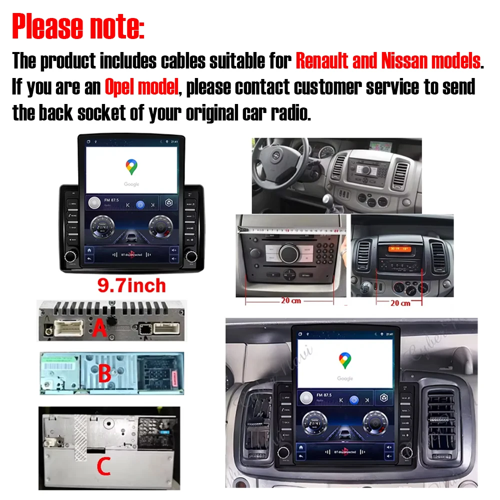 9.7 Android Auto Car Radio For Renault Trafic 2 /Opel Vivaro A /Nissan Primastar 2001 2002 2003 2004-2014 Navigation GPS Carplay