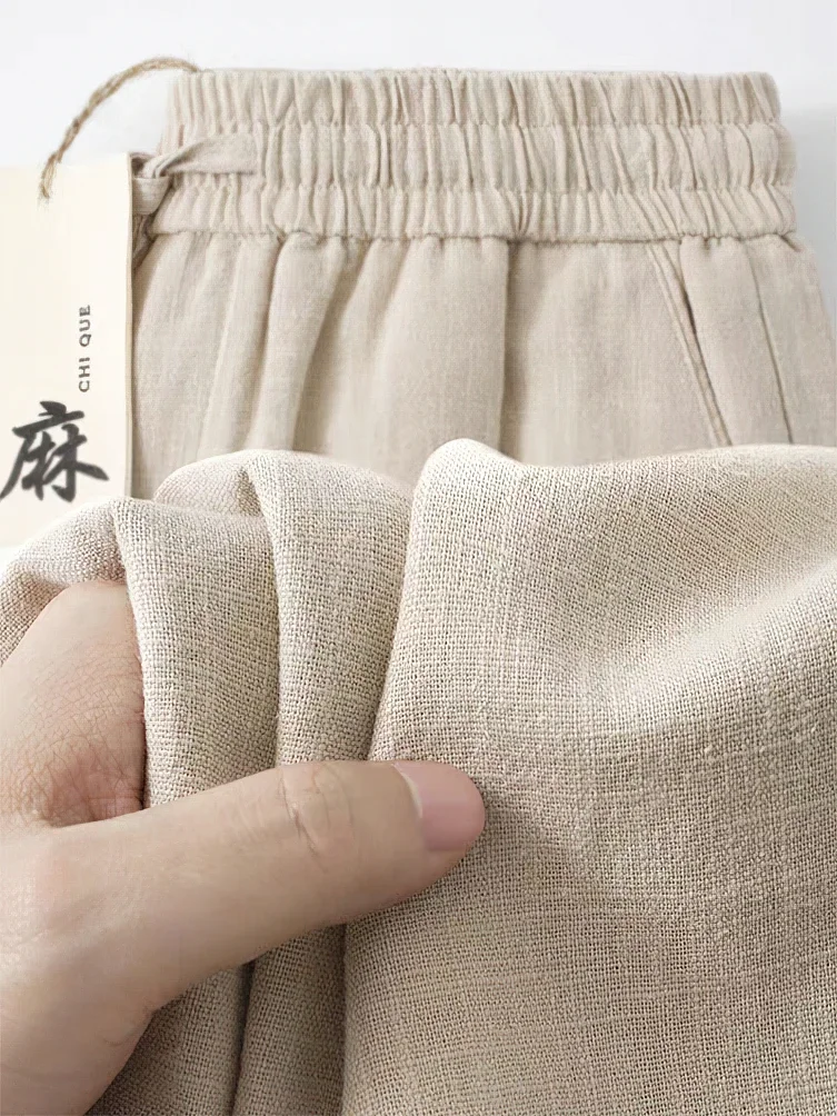 

Straight Casual Cotton Linen Pants Men Wide Leg Lightweight Baggy Cotton Sweatpants Male Walking Jogger Trousers Work