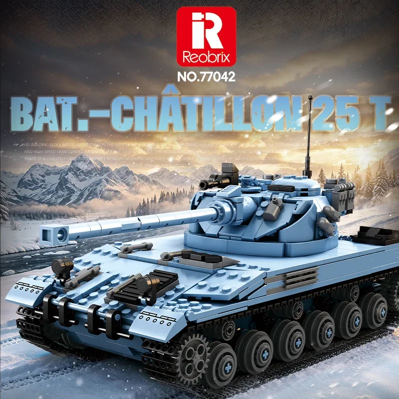 1102PCS F18 Bat Chatillon 25t Tank Building Blocks World of Tanks Military Tank Model Bricks Desk Ornament Display Toy Gifts