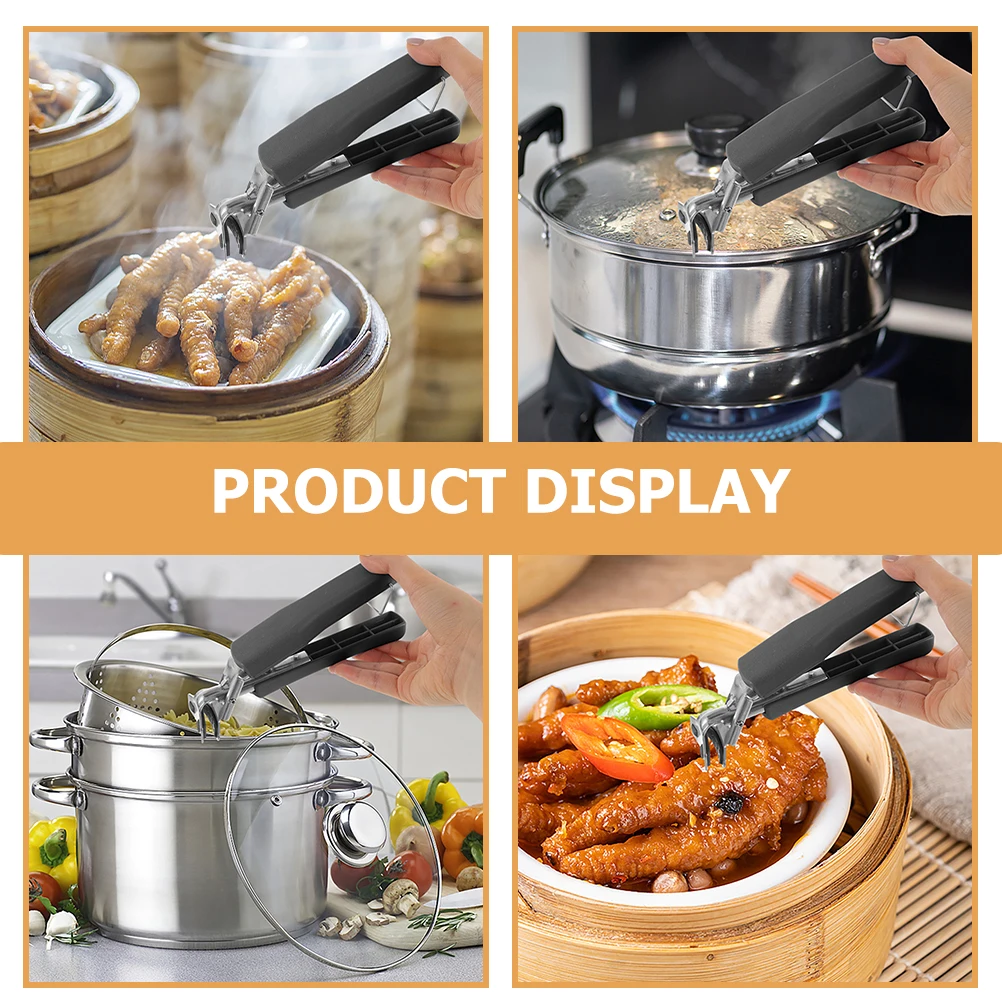 

4 Pcs Anti-scald Clip Dish Plate Gripper Stainless Steel Hot Lifter Anti-scalding for Bowls Pan