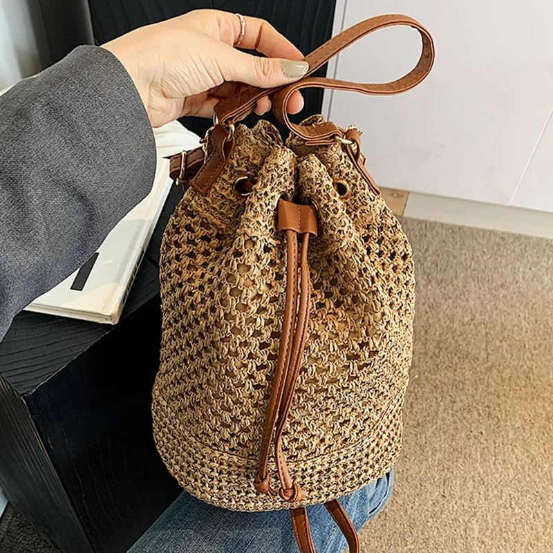 Weaving Bag Women 2024 New Fashion Bucket Bag Summer Niche Hundred Straw Beach Single Shoulder Crossbody Bag