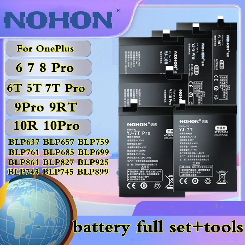 NOHON Battery For OnePlus 6 7 8 Pro 6T 5T 1+5 1+5T A5001 A5010 BLP637 BLP657 BLP759 BLP761 BLP685 BLP699 Replacement Batteries