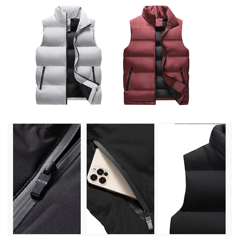 Winter Comfortable Men Stand Up Collar Windproof Waterproof Stylish Down Jacket Lightweight Solid Color Hiking Jacket