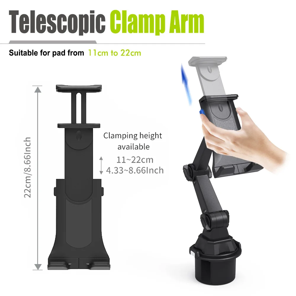 سيارة شرب كأس قاعدة سيارة داخل كوب ماء حامل هاتف محمول اللوحي العالمي طويل مشترك حامل السيارة 360 ° ذراع قابل للتعديل للتدوير #3