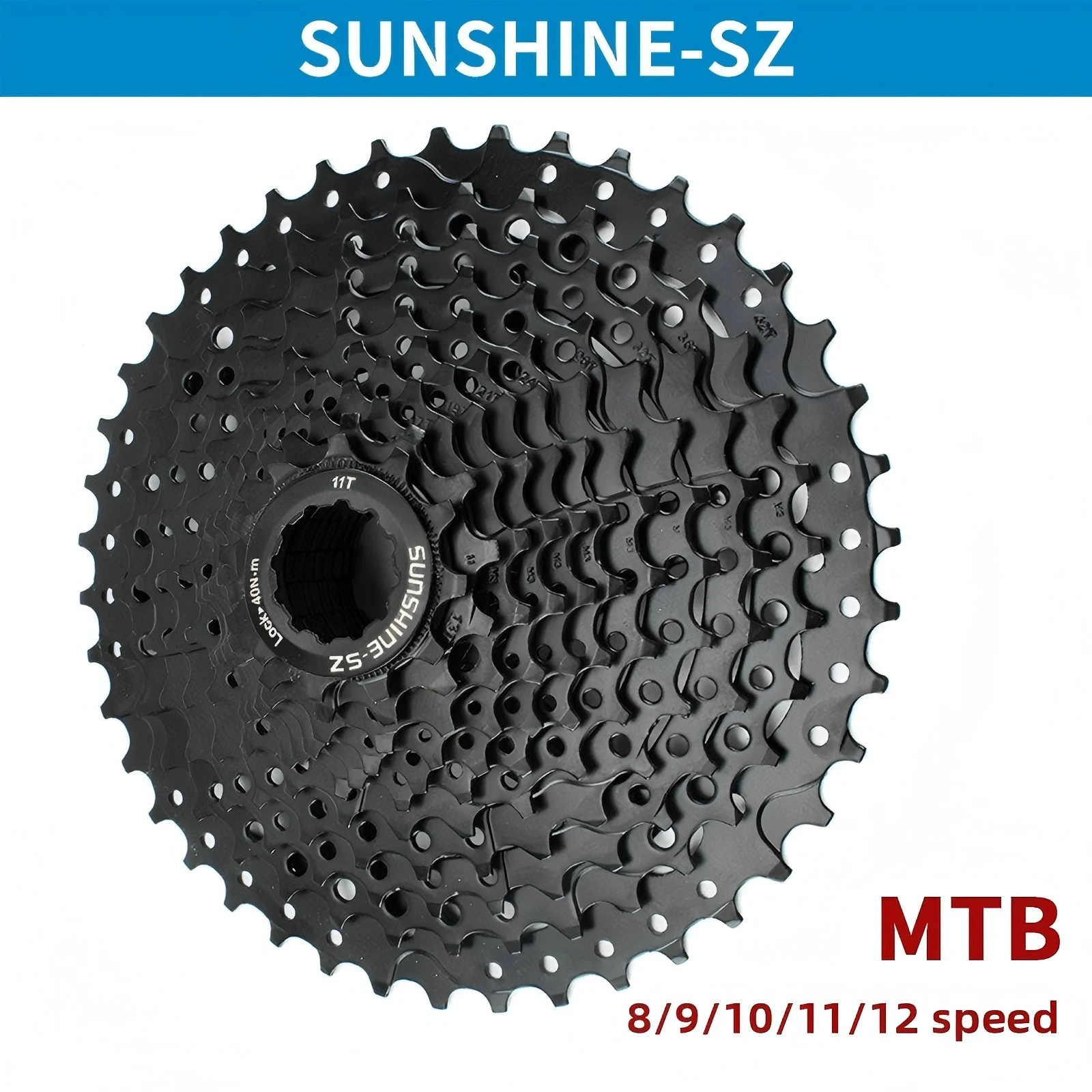 

SUNSHINE-SZ Black Mountain Bike Cassette Flywheel 8/9/10/11/12 Speed 40/42/46/50/52T for Bicycle Replacement