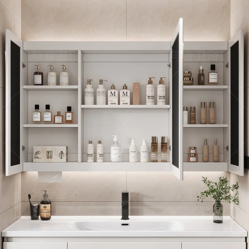 Over Accessories Bathroom Cabinet Shelves Mirror Organizer Corner Makeup Cupboard Modern Wooden Archivadores Trendy Furniture