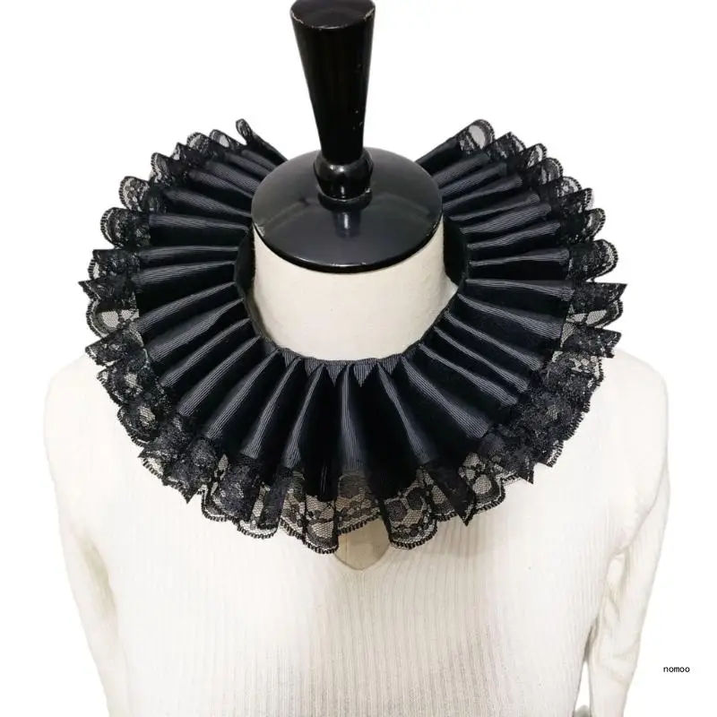 

Elizabethan False Collar Lace Ruffle Neck Collar Victorian Colonial Necklace Shawl Scarf for Costume Parties