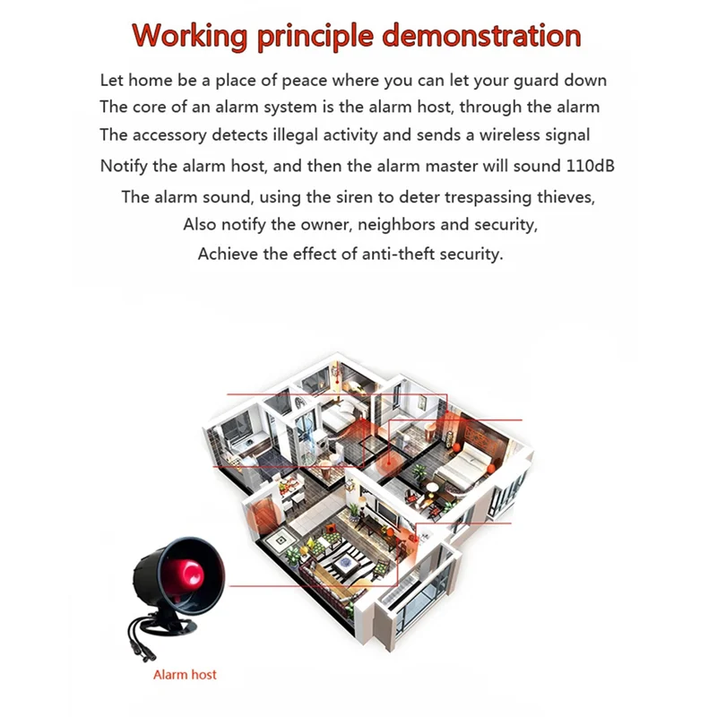 

ABVO-Smart Home Security System WIFI 433 МГц Беспроводная сирена сигнализации Простая установка Идеально подходит для безопасности дома и офиса