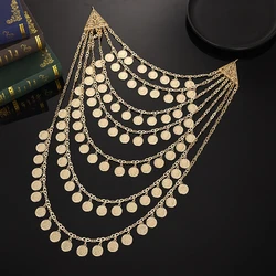 Algerian brides' wedding garb pure hand-linked coin pendant necklace French fashion dress accessory with the Napoléon