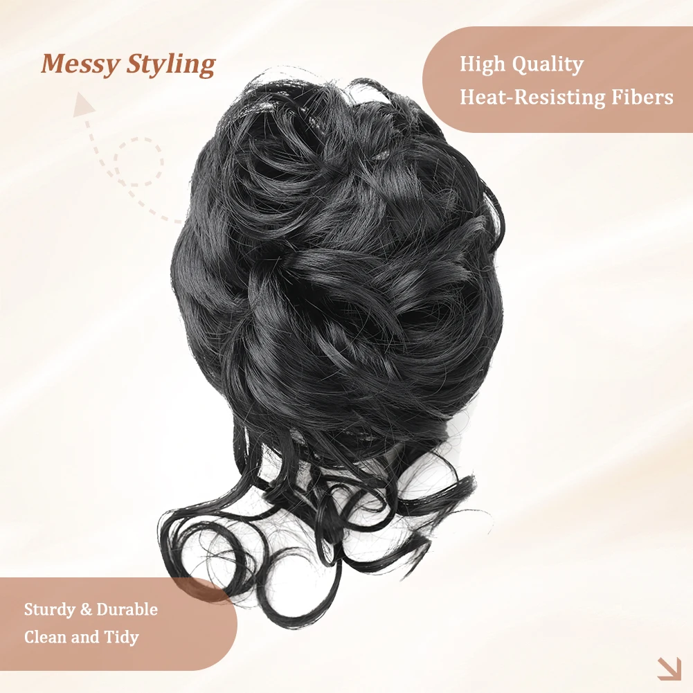 Messy Bun Hair Piece Synthetic Tousled Updo Hair Buns Extension 10-calowy elegancki klips z pazurem Kręcone włosy Bun Scrunchie dla kobiet