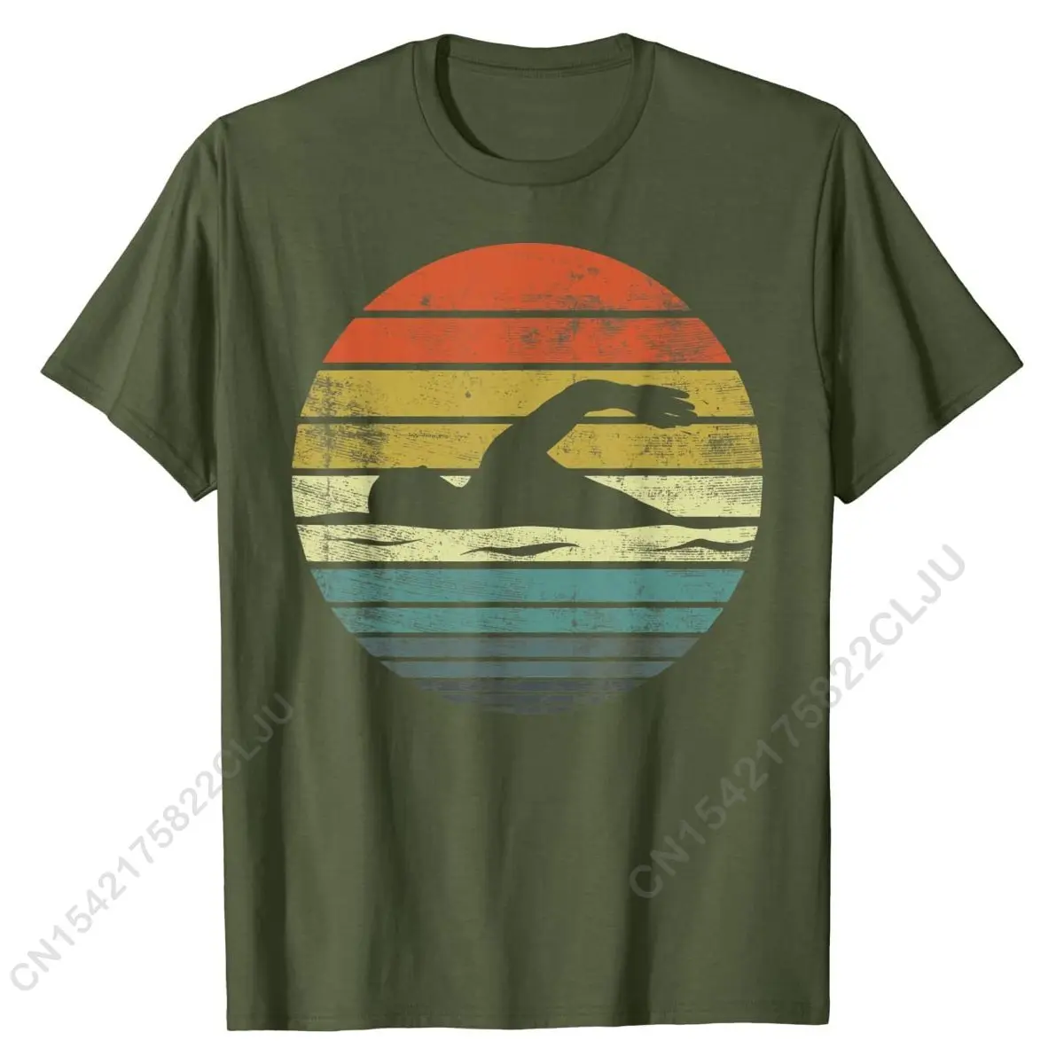 Swimmer Gifts Funny Retro Vintage Sunset Swim Swimmin T-Shirt New Design Men\'s Tshirts Cotton Tops Tees Design