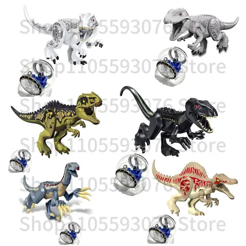 28 Types Jurassic Dinosaurs World Building Blocks  Tyrannosaurus Indominus I-Rex With Escape Gyrosphere Bricks Toys