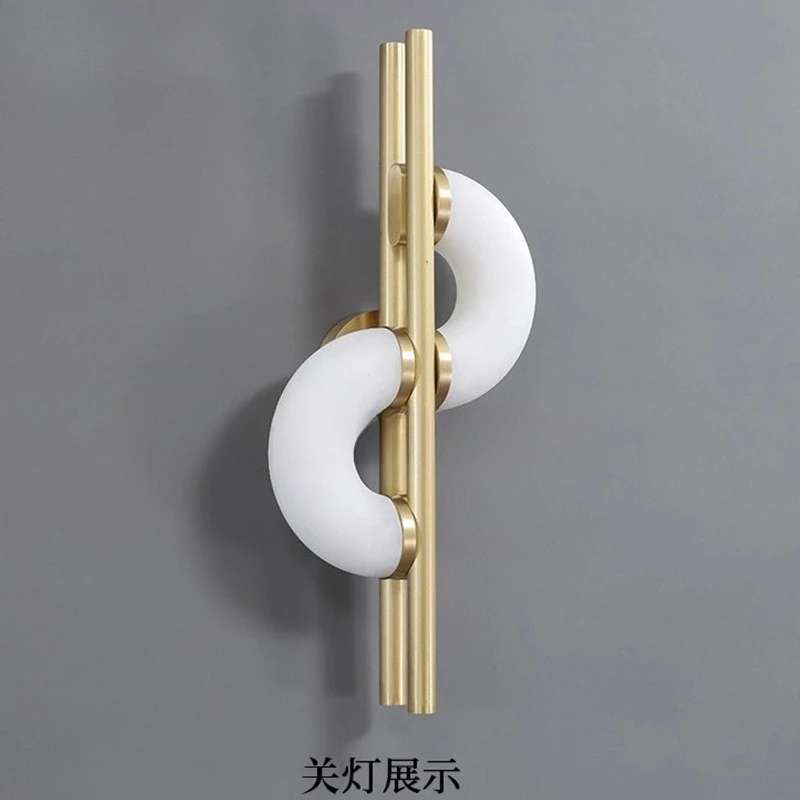 Living room background wall marble all copper wall lamp Hotel aisle room wall lamp