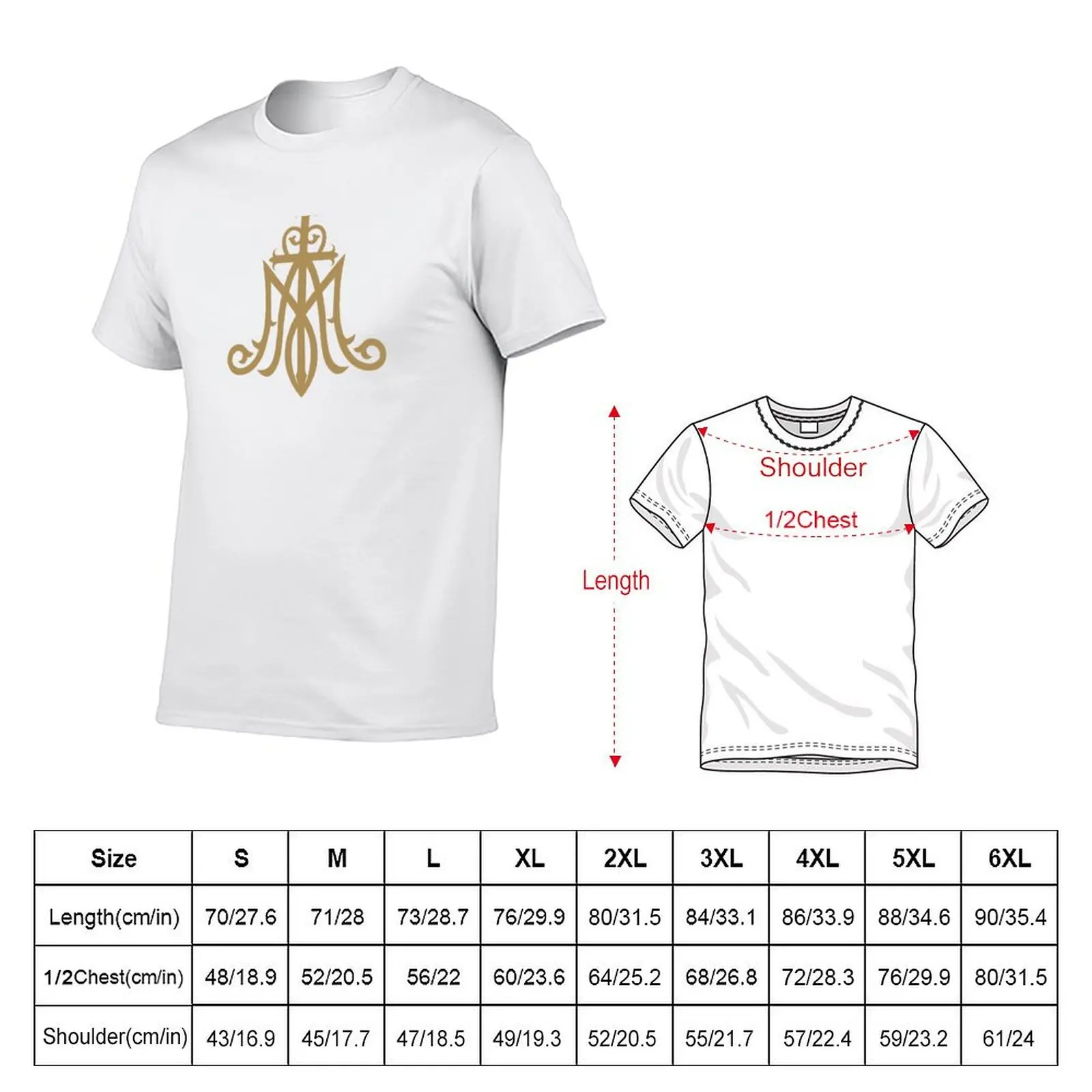 Virgin Mary Monogram Ave Maria T-Shirt Soft Lightweight Cotton T-Shirt