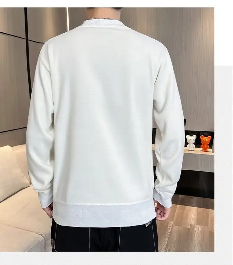 秋のモックネックセーター メンズ 厚手 暖かい ニットウェア メンズ クラシック 無地 ボトムス シャツ メンズ プルオーバー 白 黒 赤 ニット服