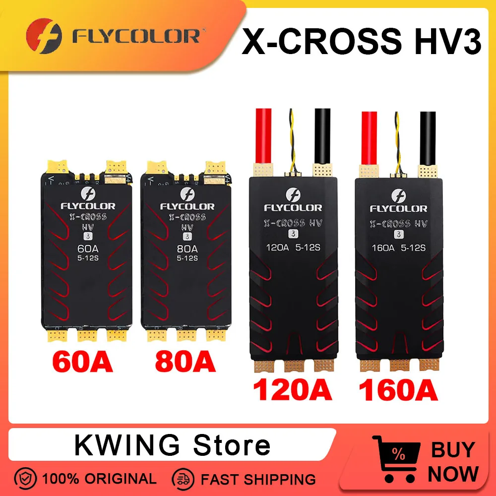 FLYCOLOR X-CROSS HV3 60A 80A 120A 160A Brushless ESC 5-12S BL32 Speed Controller For RC FPV Racing Drone Quadcopter X-Class