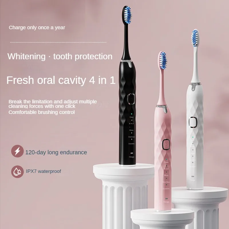 

Fancy Adult Smart Sonic Electric Toothbrush for Lovers USB Rechargeable IPX8 Waterproof Soft Bristle Paired Dental Fashionable