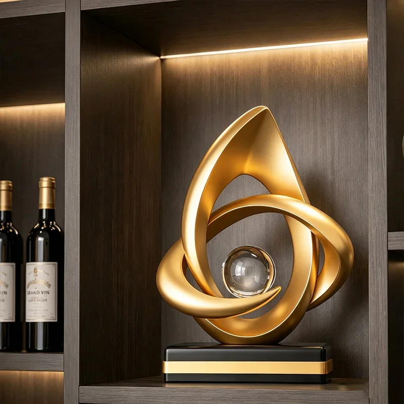 Lucky Turning Figurine Light Luxury Decorative Fortune Art Unique Figures For Home Living Room Bedroom TV Cabinet Wine Cabinet