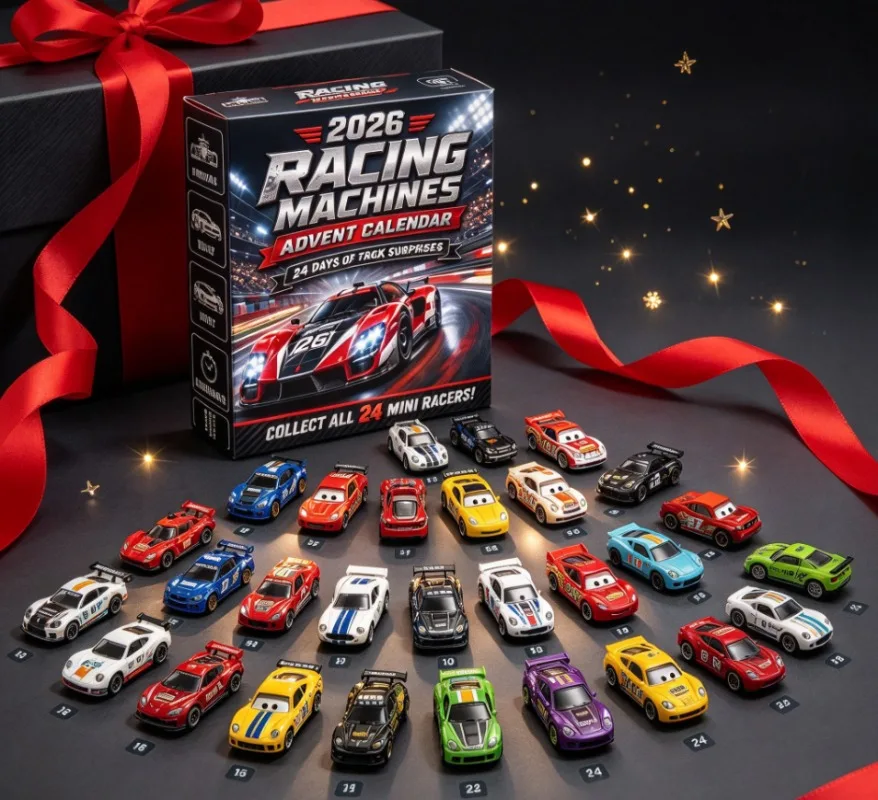 24-Day Race Car Advent Calendar, Racing Series Sports Car 2026 Xmas Blind Box, Christmas Tree Ornament, Cool Mini Gif