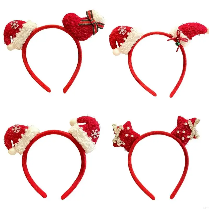 Y3NE Christmas Headwear Snowflake Bowknot Hairband For Women Kids Party Festival Accessory Soft Comfortable Design