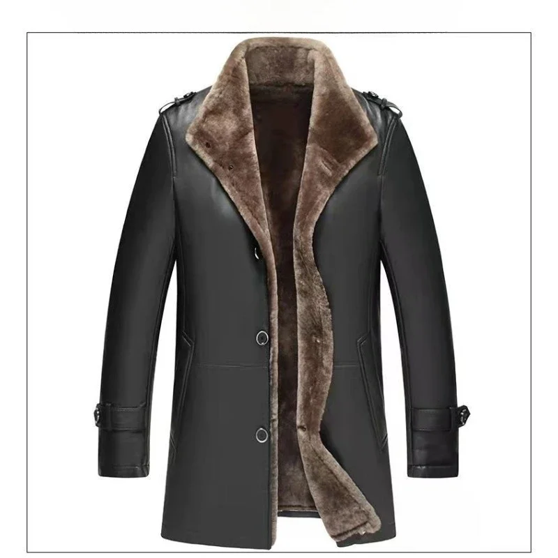 

2026 Кожаная мужская куртка, новая облегающая зимняя куртка среднего и длинного меха, бархатная норковая зимняя куртка, пальто высокого уровня внешнего вида