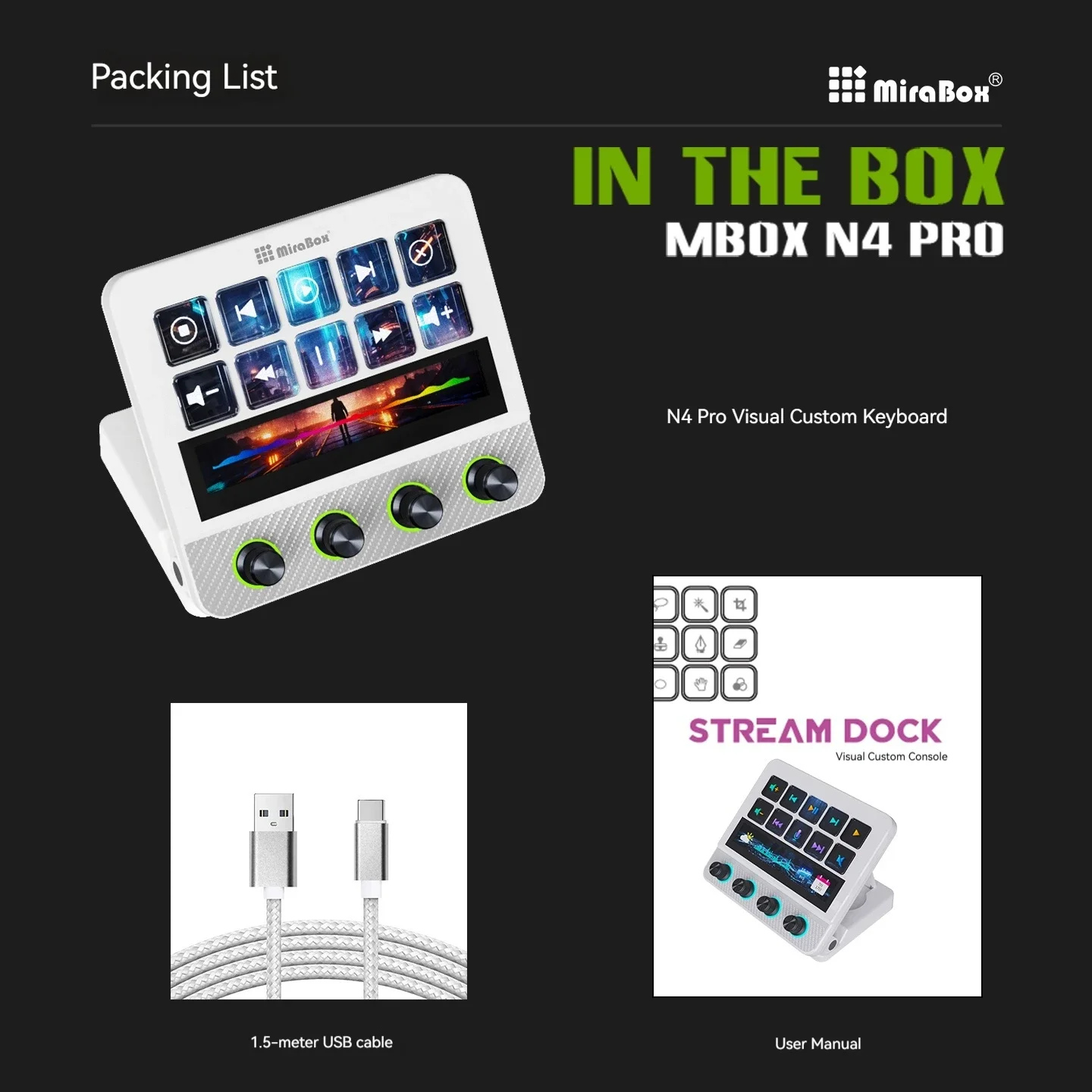 Mirabox MBox N4 Pro Stream Deck Streamdeck Deck Dock Mini Keyboard