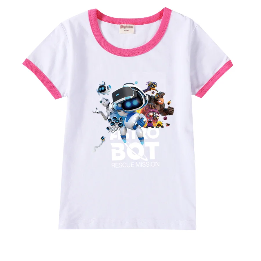 Game ASTRO BOT T Shirts Children ASTROBOT Playroom  T-shirt Boys Girls Summer Cartoon Clothes Baby Short Sleeved Tops 2-15T