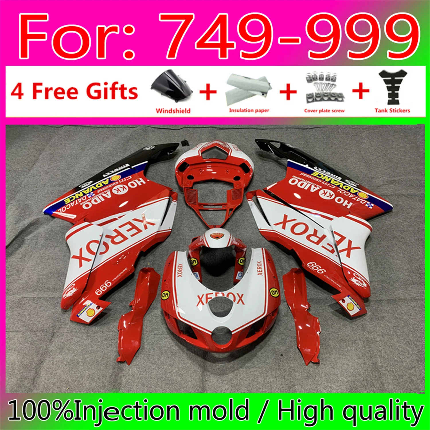 

New ABS Motorcycle Injection Mold Fairing Kit Fit For Ducati 749 999 03 04 05 2003 2004 2005 06 Bodywork Fairings red