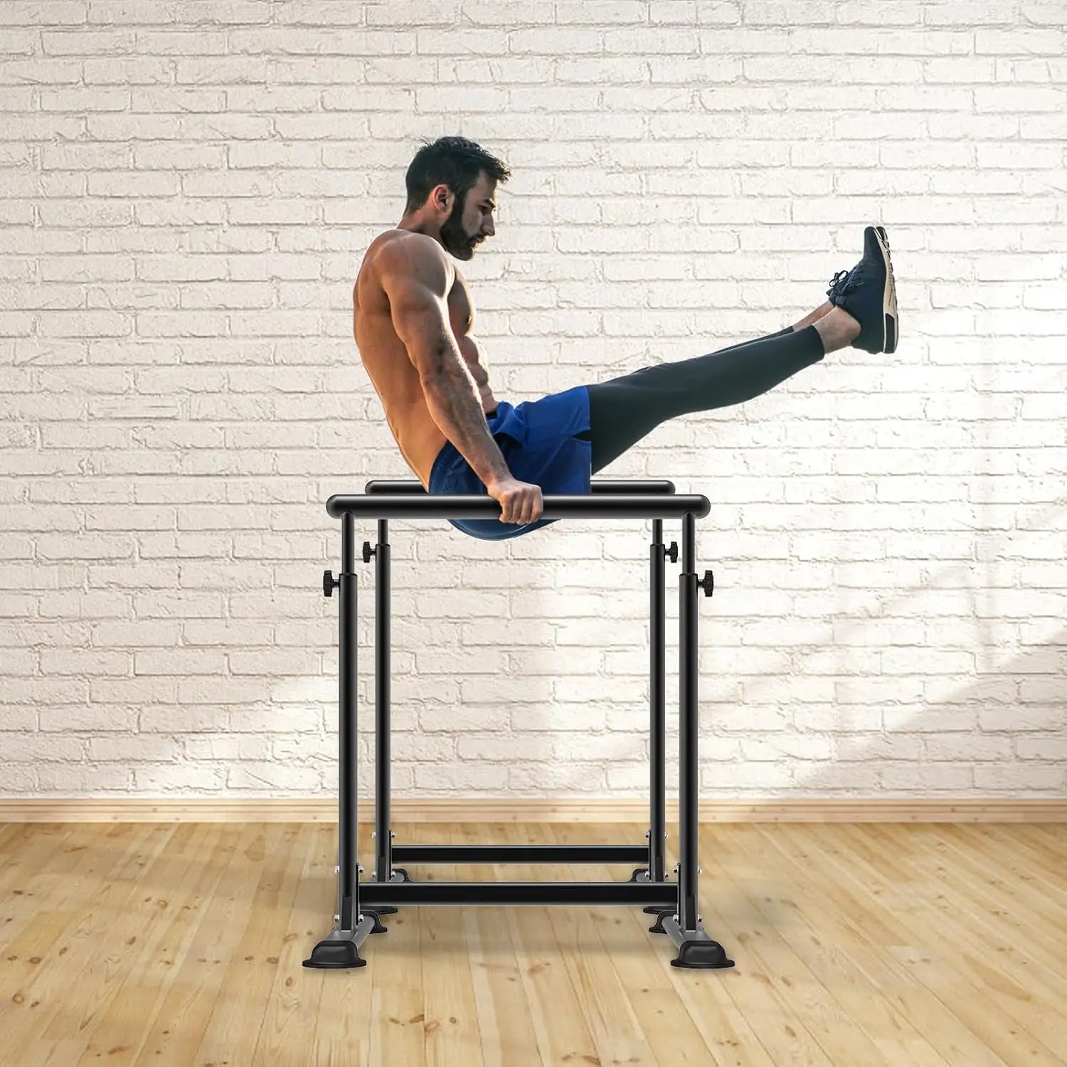 محطة تراجع قوية شديدة التحمل، قضبان متوازية متعددة الوظائف لتدريب القوة في صالة الألعاب الرياضية المنزلية، ارتفاع قابل للتعديل مصنوع من الفولاذ #6