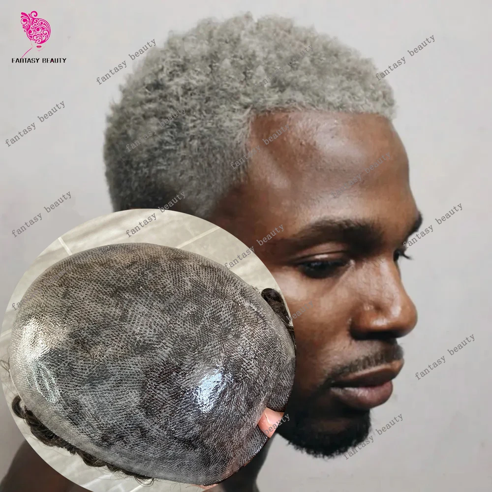 

Мужской парик-система 6 мм, афро-кудрявый, из натуральных волос, цвета 1b80, 1b65, серый, с основой из ПУ, для мужчин, прочный, полностью закрывающий кожу головы