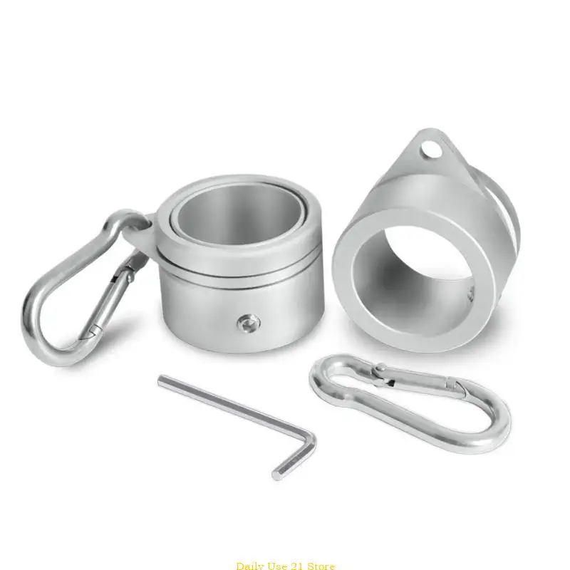 

2Pcs Aluminum Alloy Flagpole Rings with Fixed Carabiner Hook 360 Degree Rotating Anti Wrap Mounting Spinning