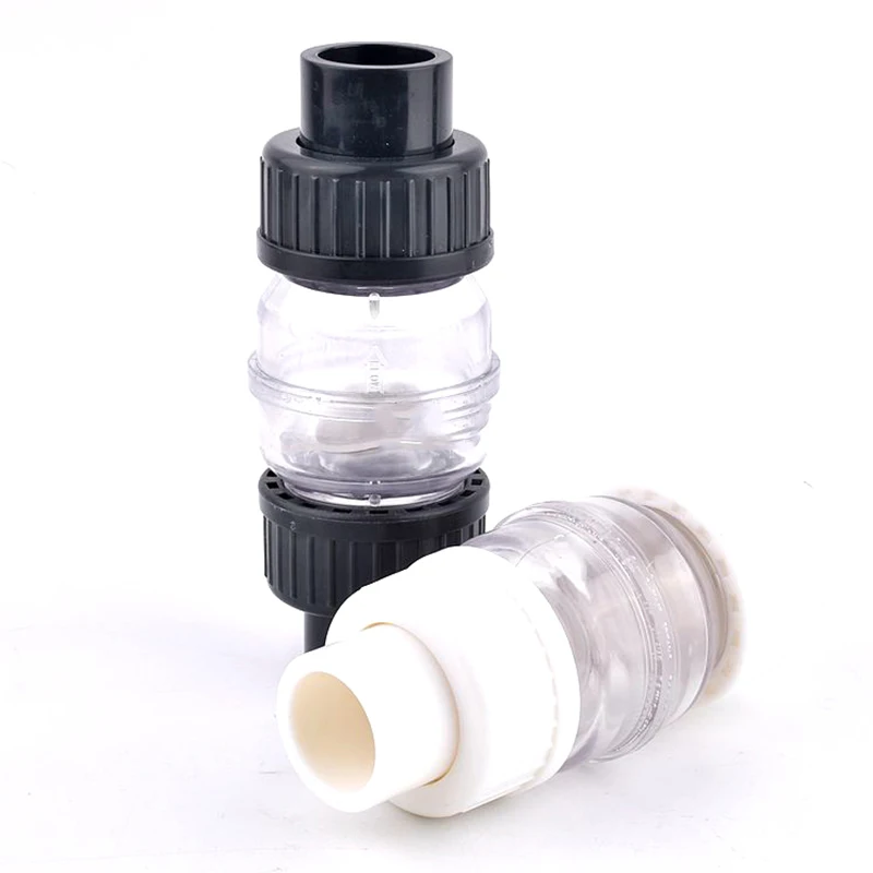 

I.D 25mm 32mm Transparent Check Valve UPVC One Way Non Return Valve Pipe Connector Aquarium Garden Irrigation Watering Fittings