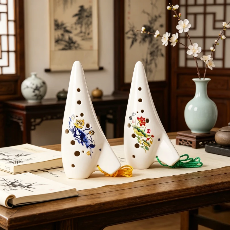 Ocarina de 12 Orificios para Principiantes, Ocarina Profesional de Tono Alto AC, Ocarina Pequeña de Cerámica para Adultos, Instrumentos Musicales de Mano