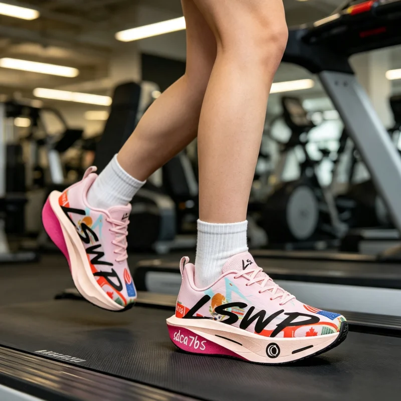 women's casual shoesTrendy Graphic Print Women Athletic Sneakers Carbon Plate Thick Sole Cushioned Running Shoes Lightweight Non
