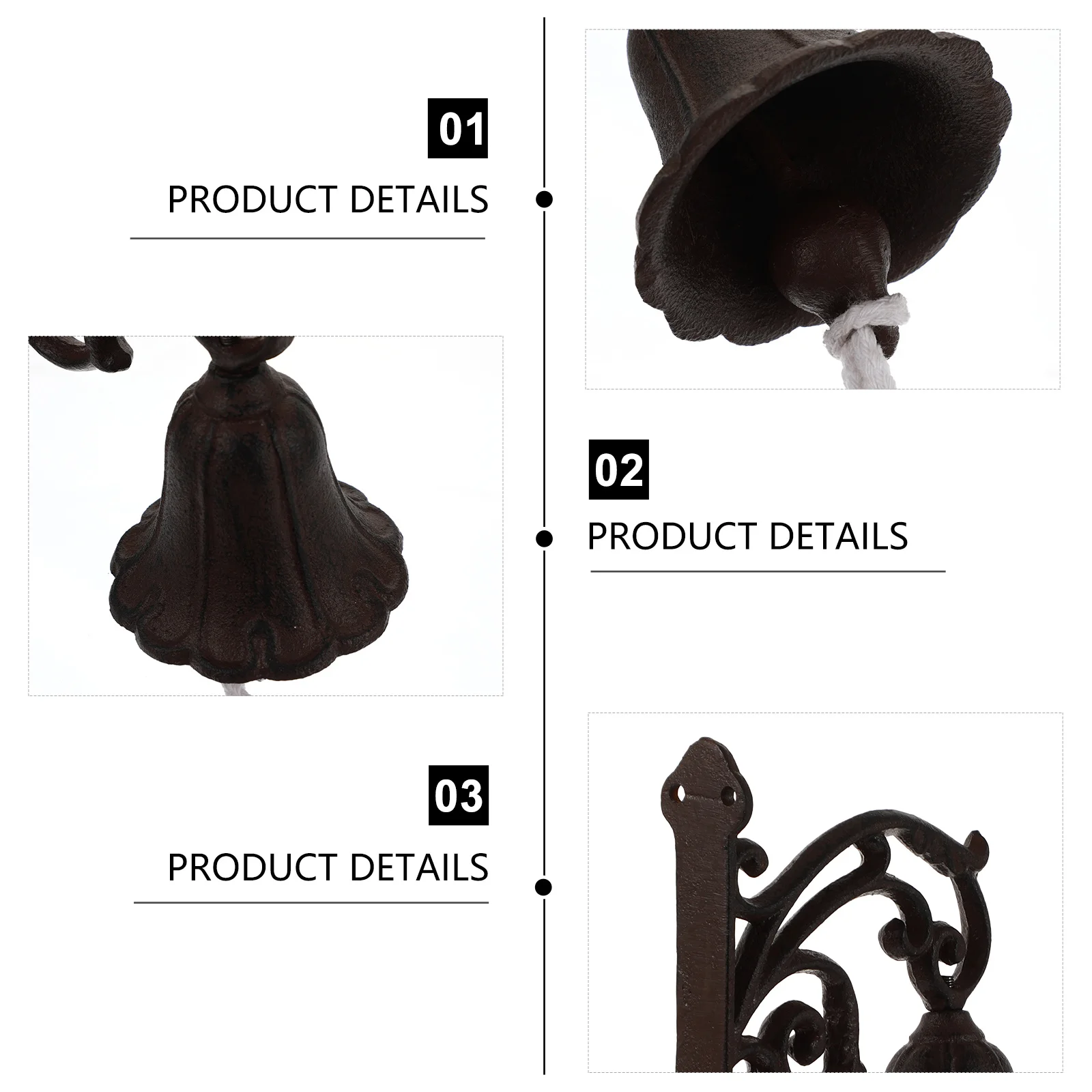 1 Set Cast Iron Doorbell Rustic Retro Style Manual Shaking Wall Hanging Bell for Garden Patio Villa Outdoor Decoration Vintage