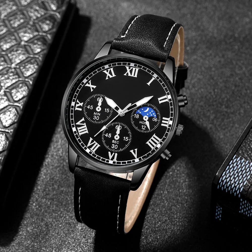 4pc men's fashionable quartz watch and versatile accessory set for daily wear as gifts for friends and family