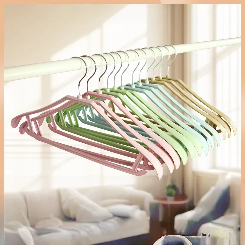 

10pcs/set Simple plastic household wide shoulder clothes hanger, non slip and traceless adult clothes hanger