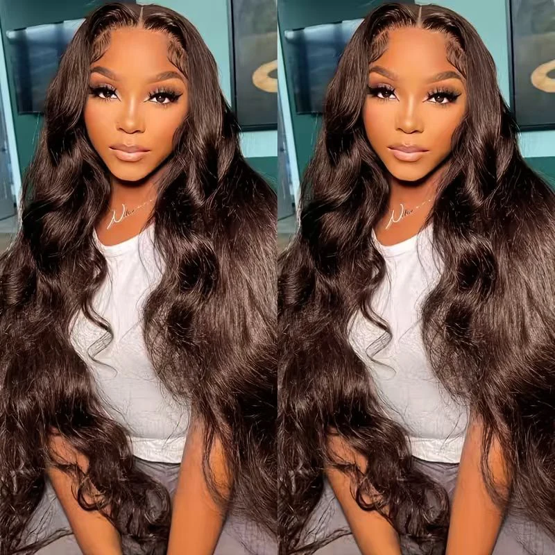 13x4 Chocolate Brown Body Wave Transparent Lace Front Wigs Human Hair 13x6 Brown Colored Pre Plucked With Baby Hair For Women Body Wave Lace Front Wigs