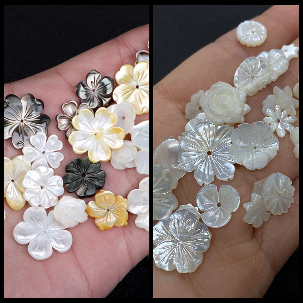 Cuentas de concha de flor blanca de nácar tallada Natural de calidad para pendientes de moda DIY, fabricación de joyas, encontrar accesorios hechos a mano