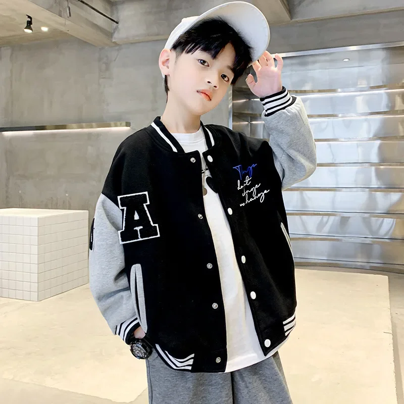 

Kids Bomber Jacket Children Spring Autumn Letter Print Outerwear Boys Streetwear Varsity Baseball Uniform Coats 4 6 8 10 12 14 Y