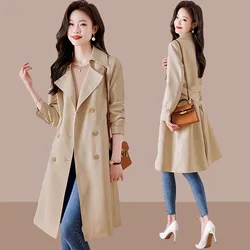 Korean Version Of Casual Fashion Trench Coat For Ladies 2023 Spring  Autumn New Temperament All Matching Medium Long Drape Coat