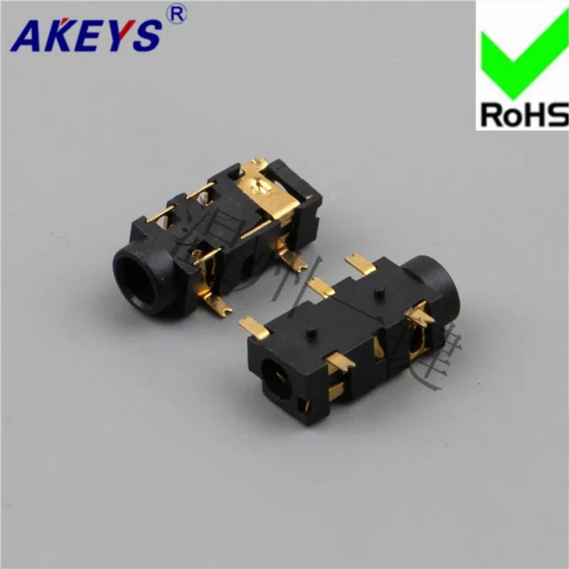 10  PCS PJ-327A gold-plated 3.5 headphone socket 5-foot patch 2 power socket base with fixed point fixed foot