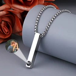 Titanium Steel Personalized Custom Picture Text Projection Men And Women Necklace Keychain Beautiful Moment Memory Collection Je