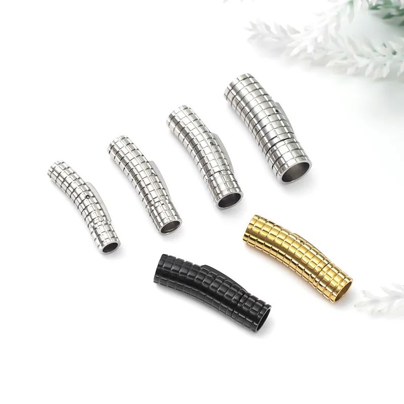 5Pcs 316L Stainless Steel Components Bayonet Clasps 2-8mm Hole Push Lock Lace Buckle Leather Cord Clasps For DIY Jewelry Making