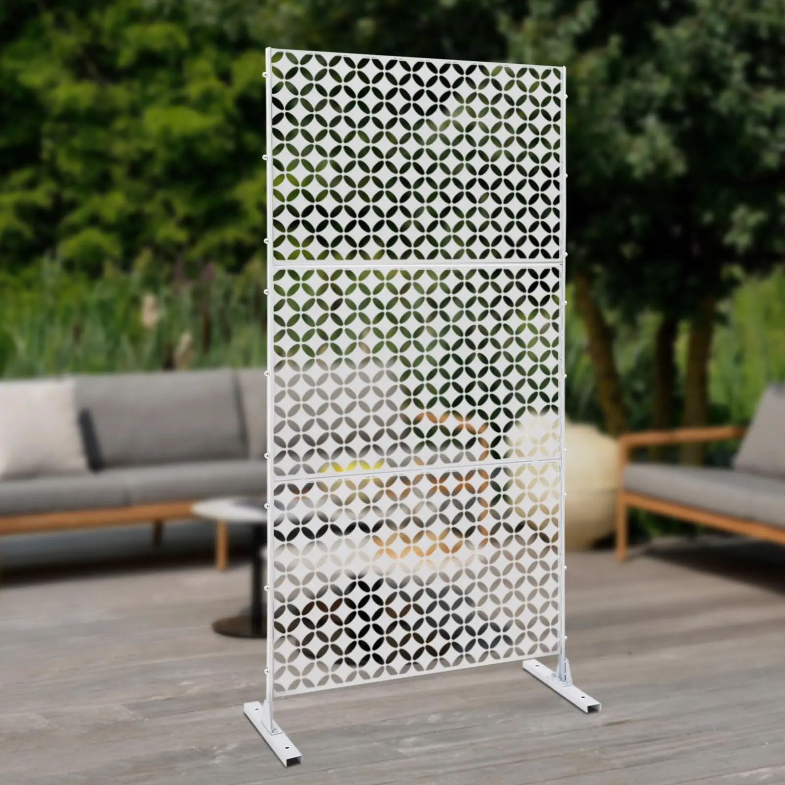 شاشة الخصوصية الخارجية، لوحة شاشة الخصوصية المزخرفة المعدنية 3 أقدام عرض × 6 أقدام ارتفاع قائمة بذاتها، لوحات سياج الخصوصية للباتي الخارجي
