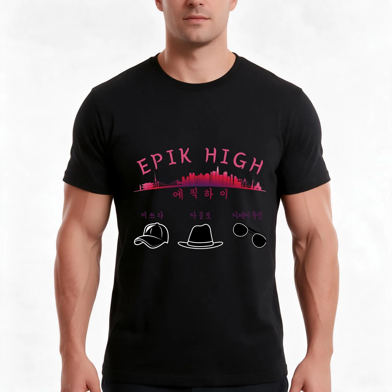 Epik High Members Names T-Shirt, Summer Casual Cotton Tee, Oversized Streetwear Tops, Vintage Graphic Print, Unisex Men Women